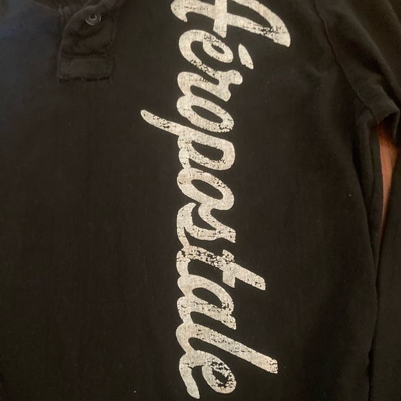 Aeropostale Black Mens Shirt Authentic 1987 Logo Long Sleeve - Picture 3 of 4